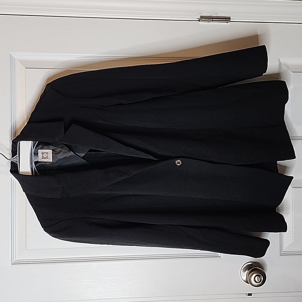 Anne Klein Women's Notch Collar One Button Black Blazer, LG?**SEE MEASUREMENTS**